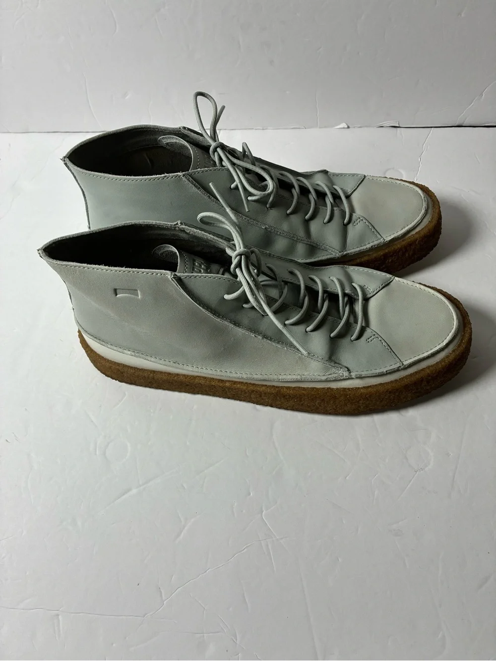 Camper Men's Mint Green Leather Chukka Boots with Crepe Sole
